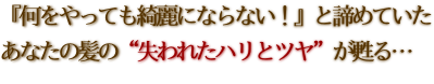 何をやっても綺麗にならない！失われた髪のツヤとハリが甦る…